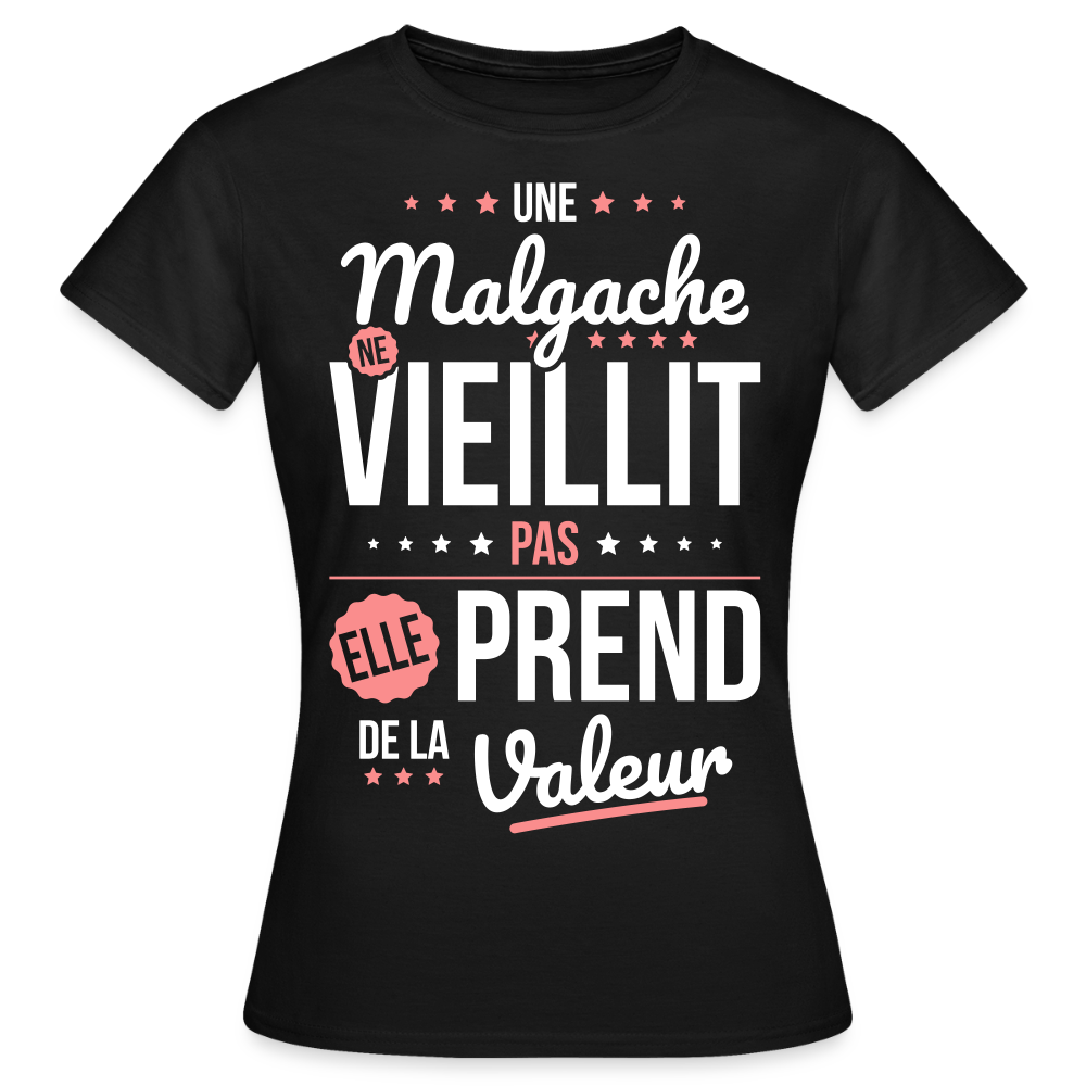 T-shirt Femme - Une Malgache ne vieillit pas - noir
