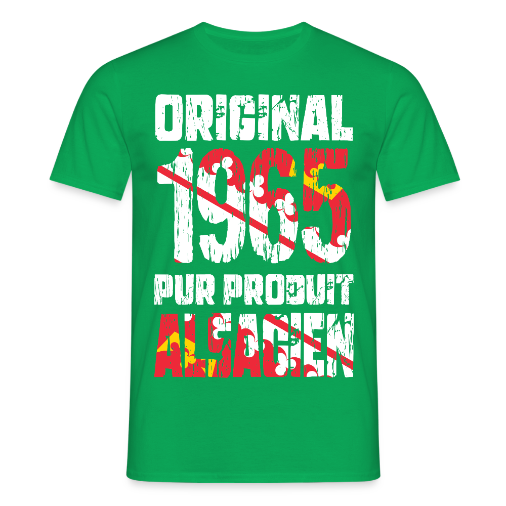 T-shirt Homme - Anniversaire 60 Ans - Original 1965 - Pur produit Alsacien - vert