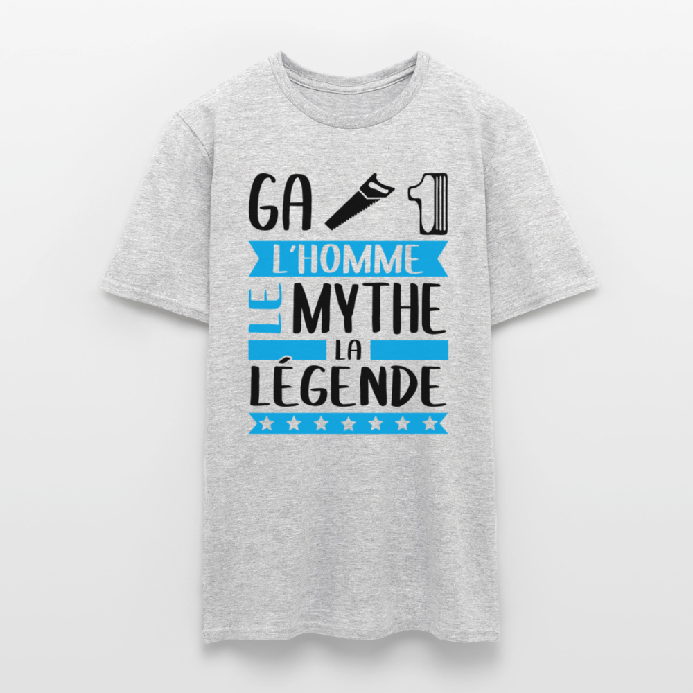 T-shirt homme coloris clair Gatien en rébus – L’homme, le mythe, la légende - gris chiné