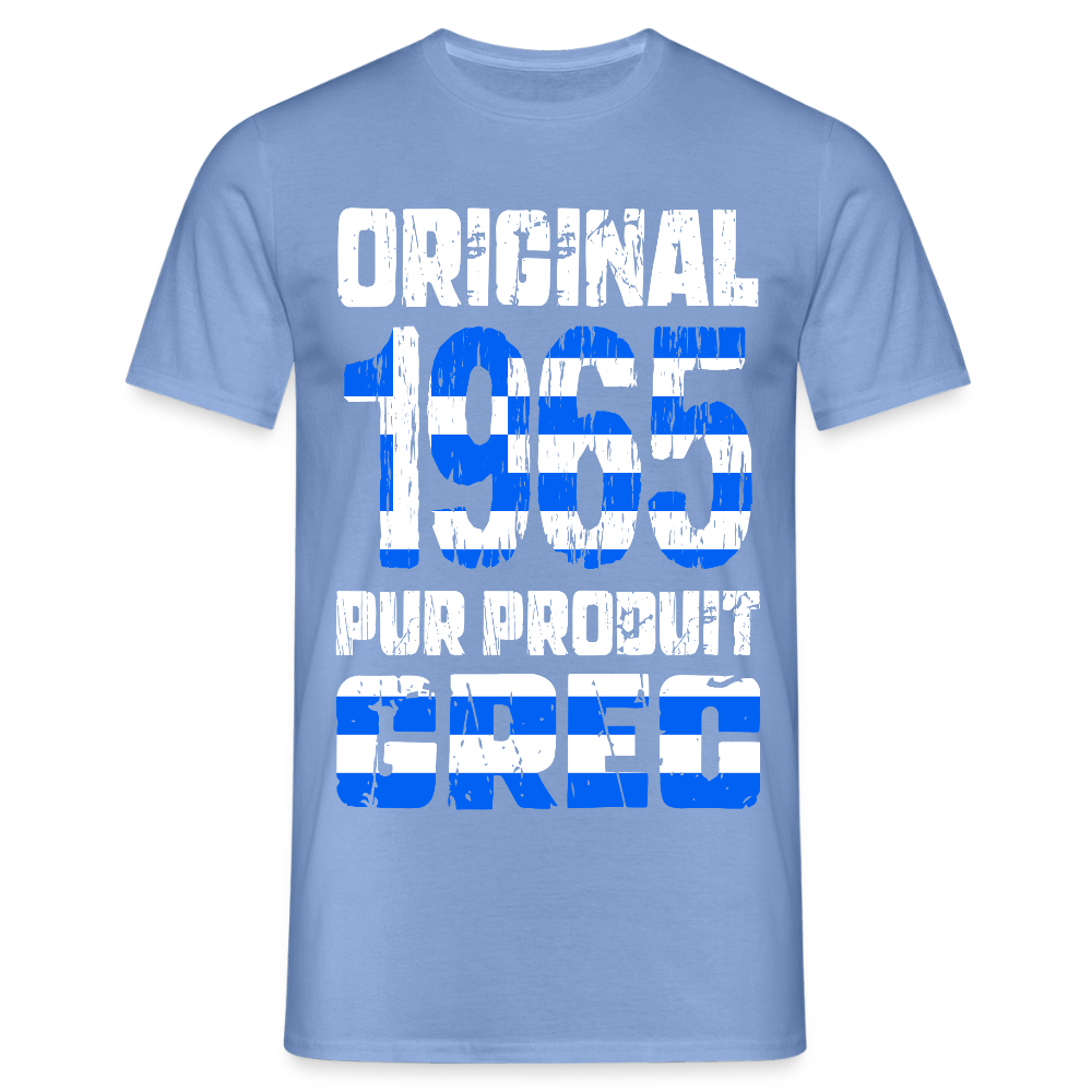 T-shirt Homme - Anniversaire 60 Ans - Original 1965 - Pur produit Grec - carolina blue