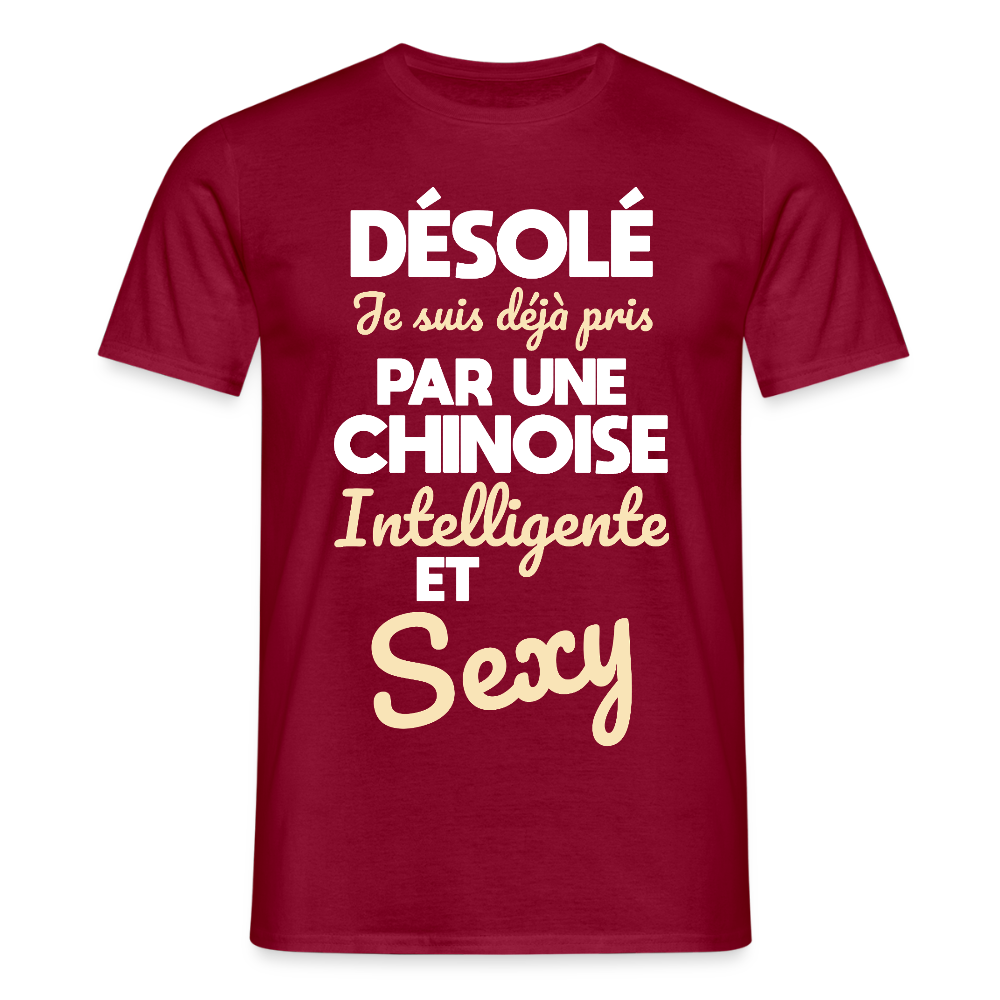 T-shirt Homme - Je suis déjà pris par une Chinoise intelligente et sexy - rouge brique