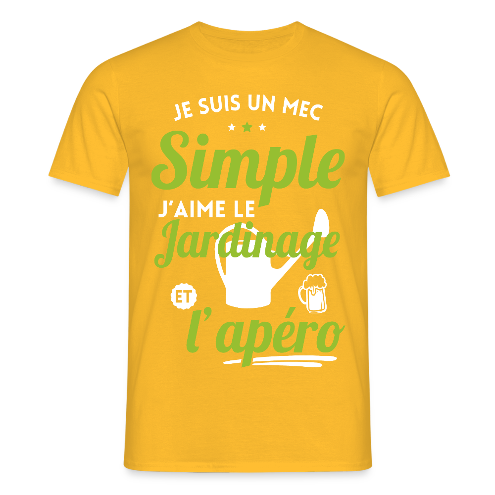 T-shirt Homme - J'aime le jardinage et l'apéro - jaune