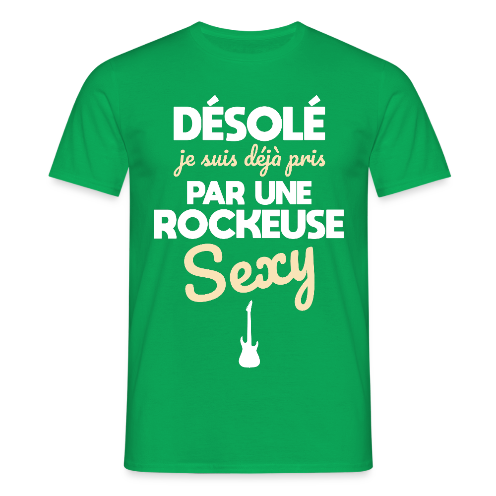 T-shirt Homme - Je suis pris par une rockeuse sexy - vert