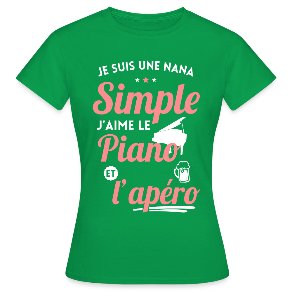 T-shirt Femme - J'aime le piano et l'apéro - vert
