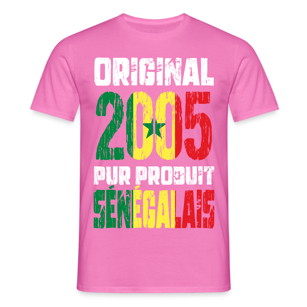 T-shirt Homme - Anniversaire 20 Ans - Original 2005 - Pur produit Sénégalais - rose
