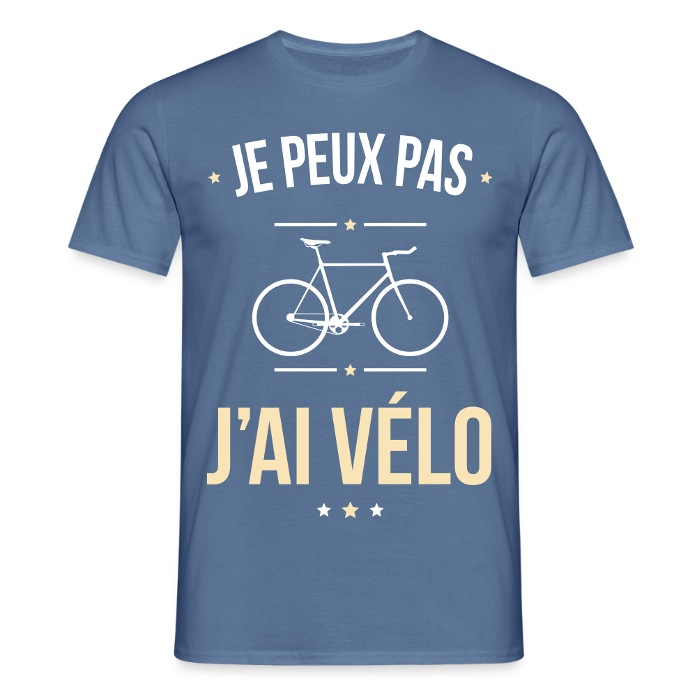 T-shirt Homme - Je peux pas j'ai Vélo - bleu pigeon