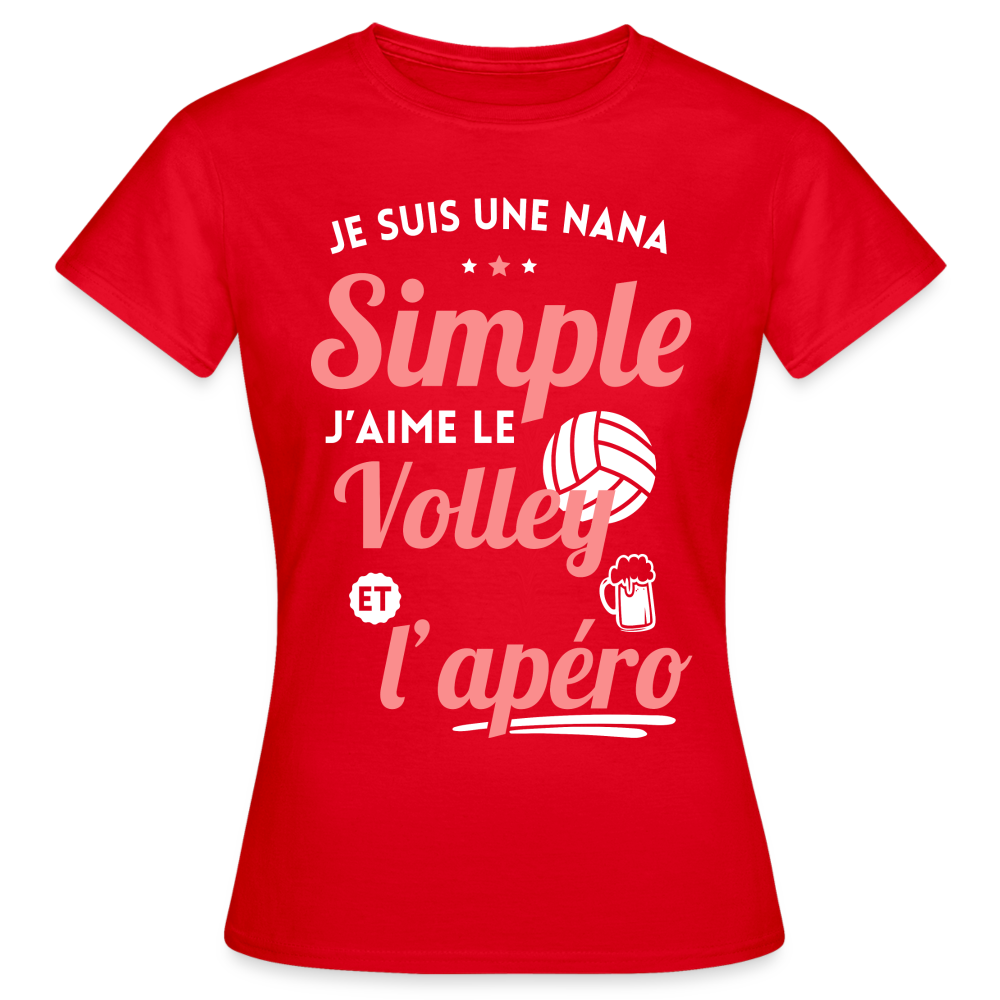 T-shirt Femme - J'aime le volley et l'apéro - rouge