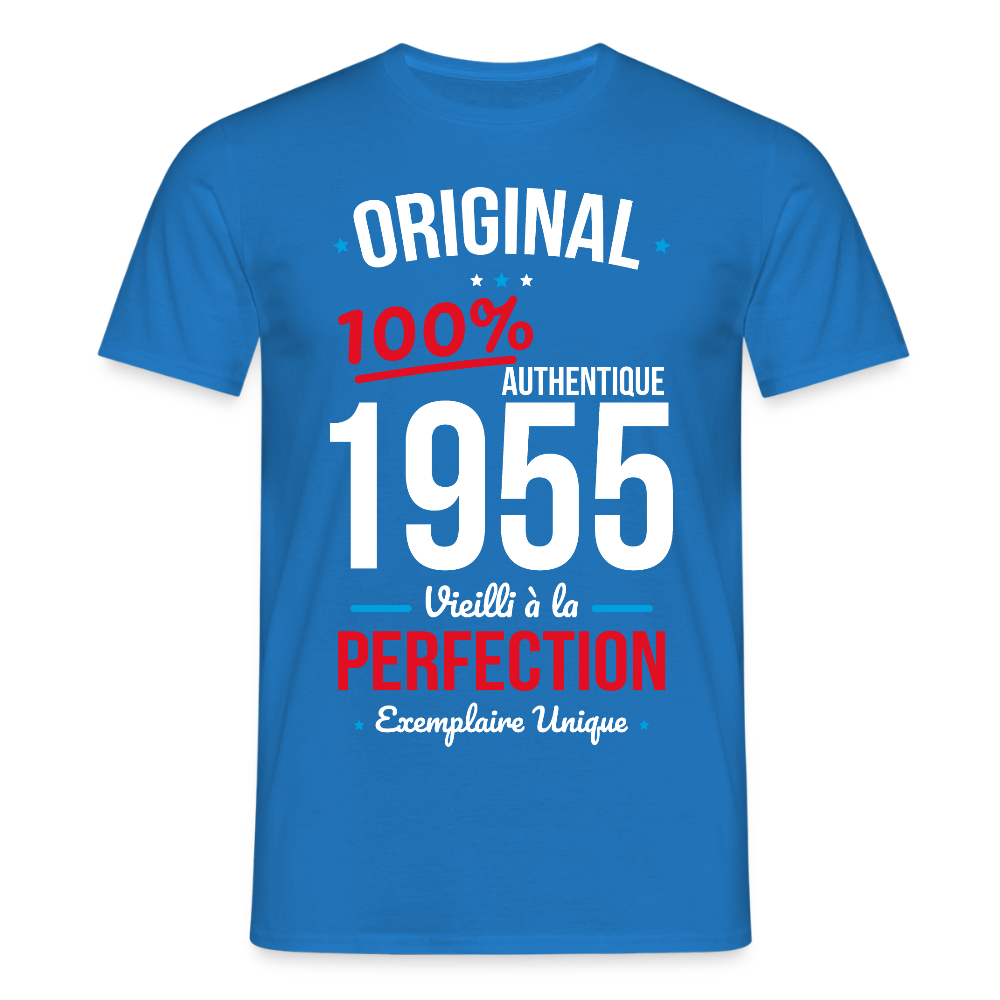 T-shirt Homme - Anniversaire 70 Ans - Original 1955 - bleu royal