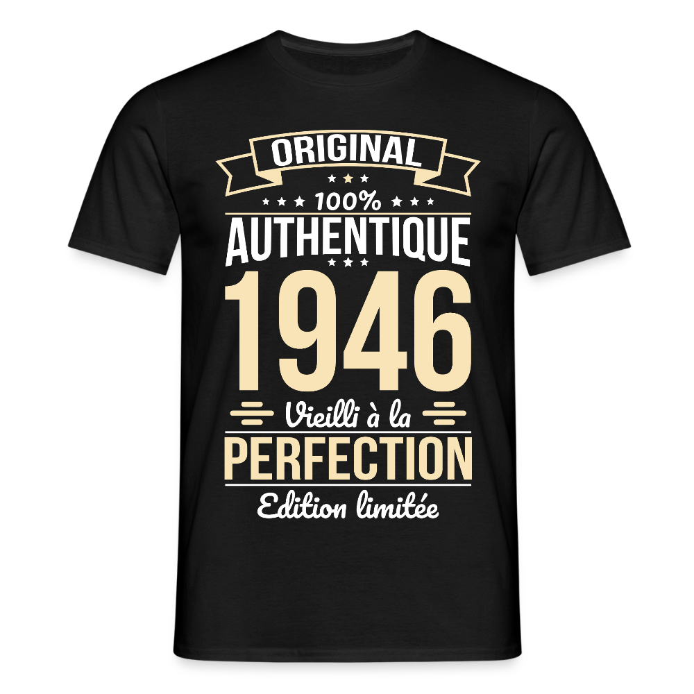 T-shirt anniversaire homme 80 ans – Original 1946 - noir