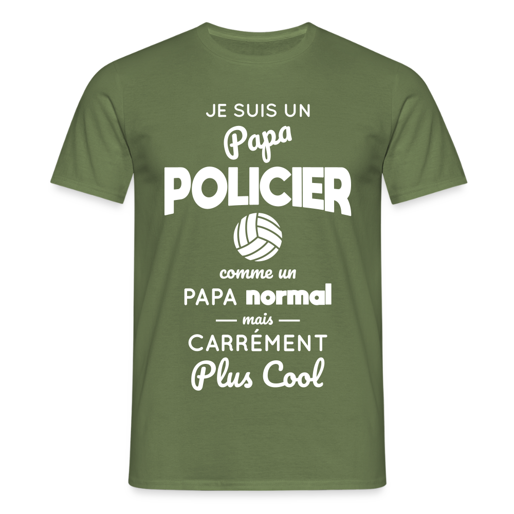 T-shirt Homme - Papa policier plus cool - vert militaire