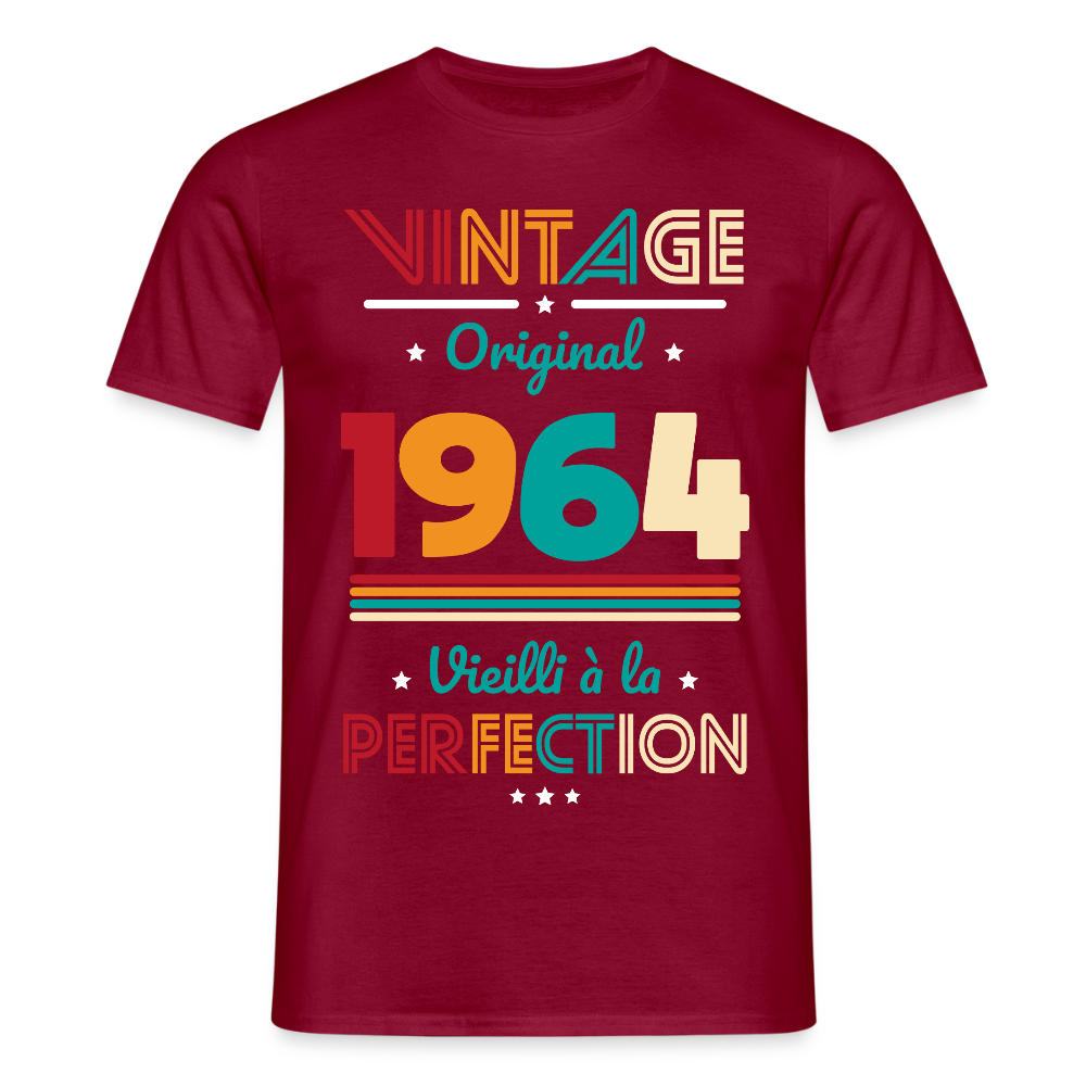T-shirt Homme - Anniversaire 61 Ans - Vintage Original 1964 - rouge brique