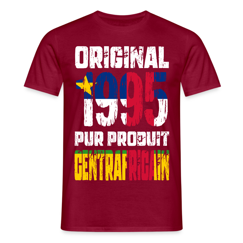 T-shirt Homme - Anniversaire 30 Ans - Original 1995 - Pur produit Centrafricain - rouge brique