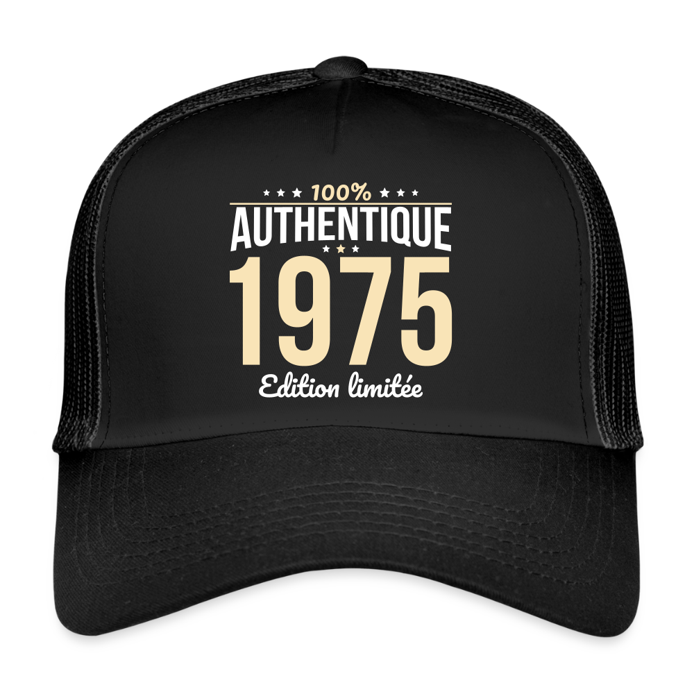 Casquette Trucker - Anniversaire 50 Ans - 100% Authentique 1975 - noir/noir