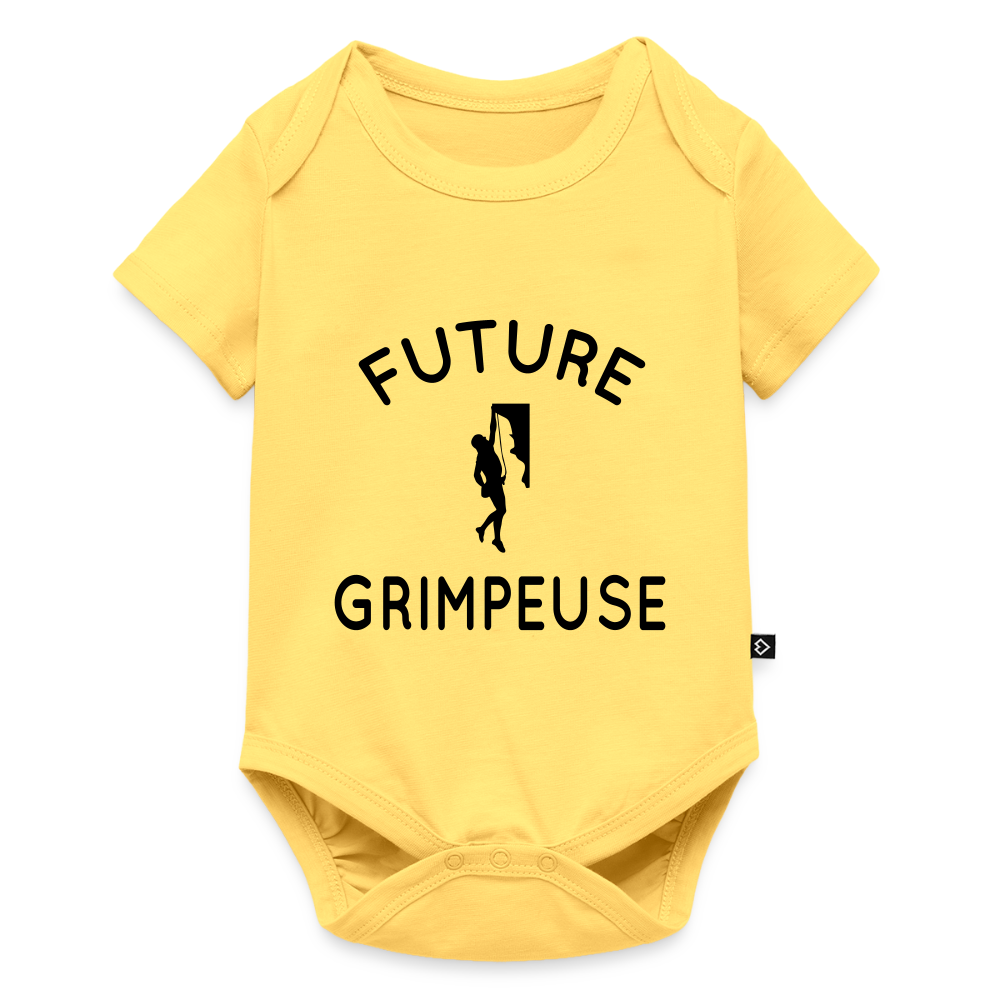 Body Bébé bio manches courtes - Future grimpeuse - jaune pastel