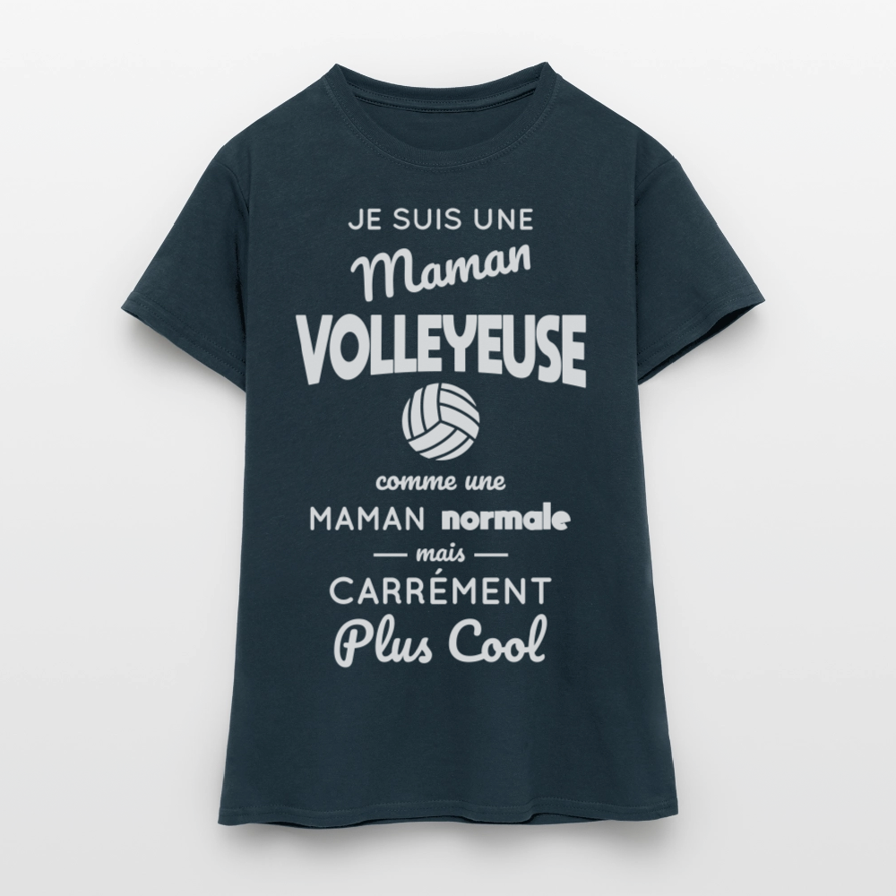 T-shirt Femme - Maman volleyeuse plus cool - marine