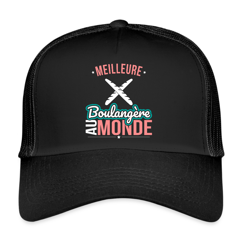 Casquette Trucker - Meilleure boulangère au monde - noir/noir