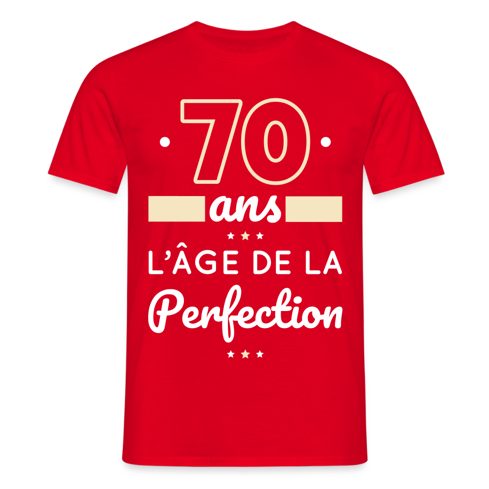T-shirt Homme - 70 ans l'âge de la perfection - rouge