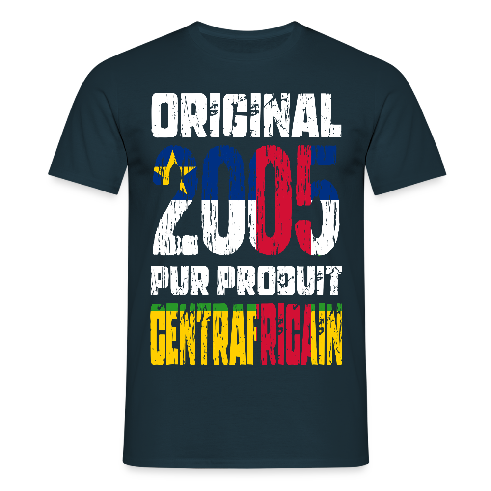 T-shirt Homme - Anniversaire 20 Ans - Original 2005 - Pur produit Centrafricain - marine