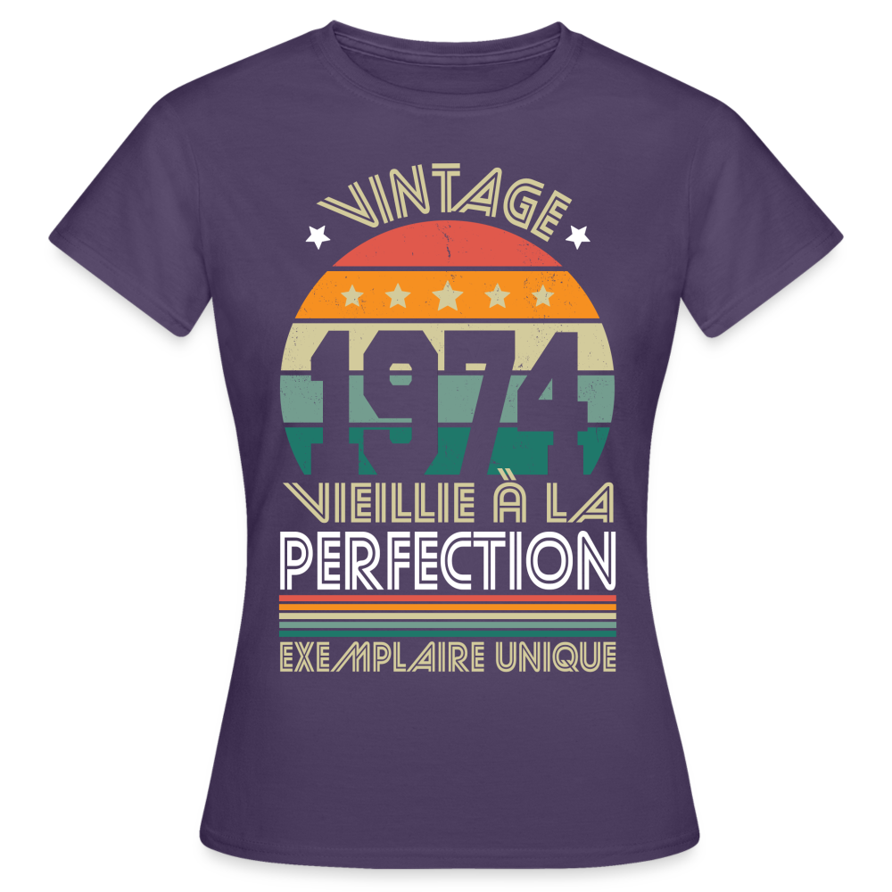 T-shirt Femme - Anniversaire 51 Ans - Vintage 1974 - violet foncé