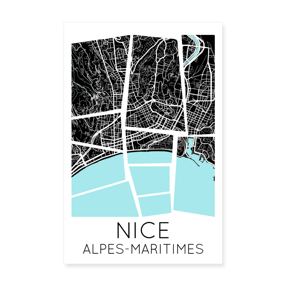 Poster Nice - Plan Nice - 20 x 30 cm - blanc
