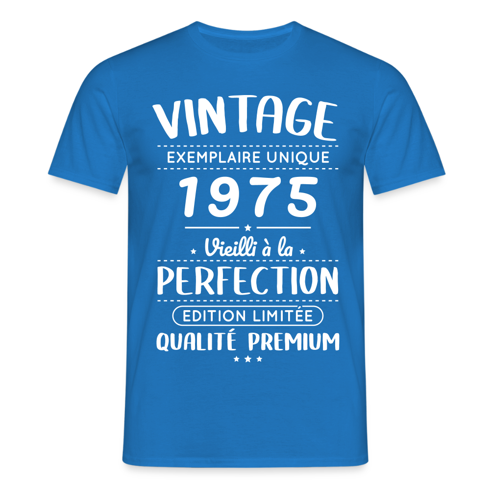 T-shirt Homme - Anniversaire 50 Ans - Vintage 1975 - bleu royal