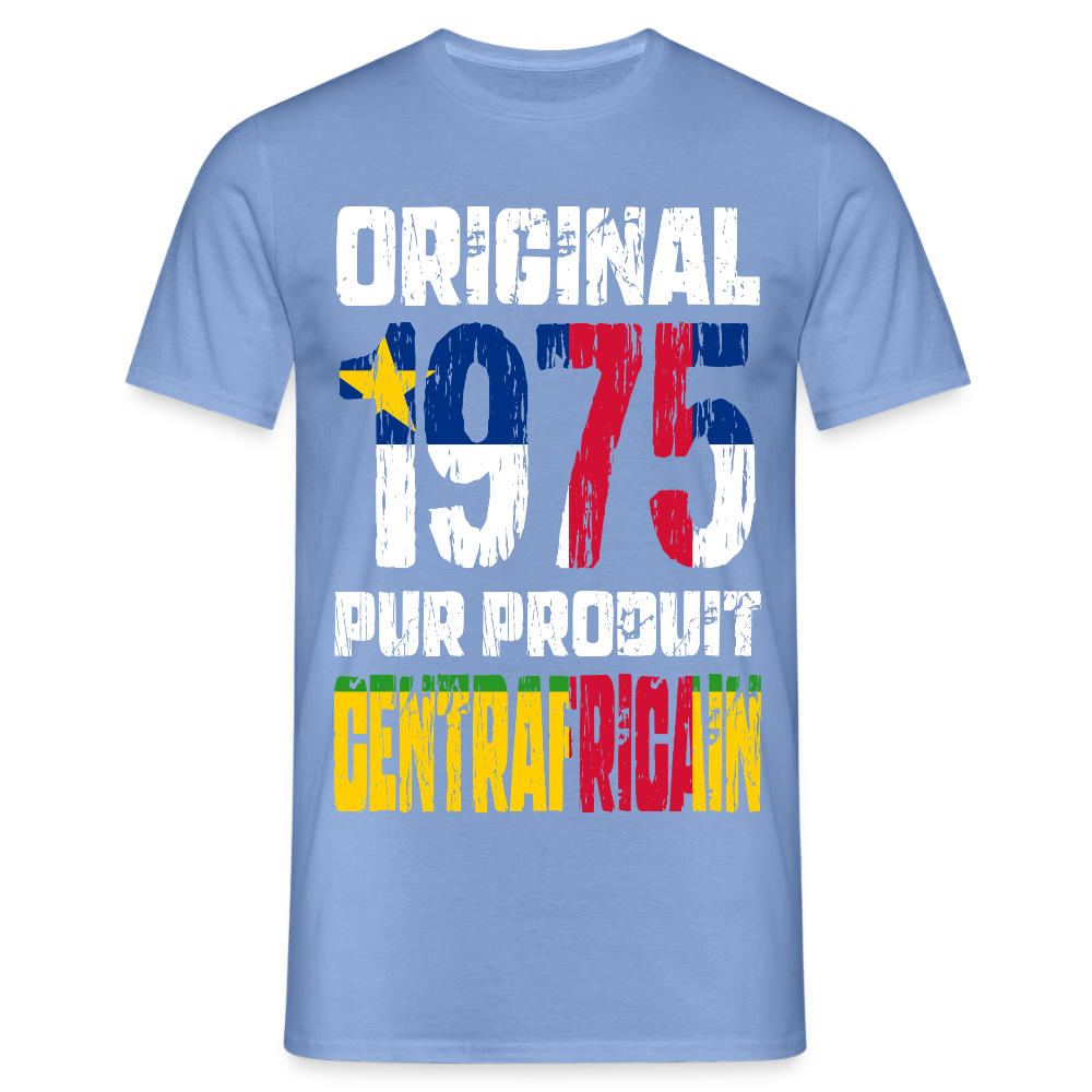 T-shirt Homme - Anniversaire 50 Ans - Original 1975 - Pur produit Centrafricain - carolina blue