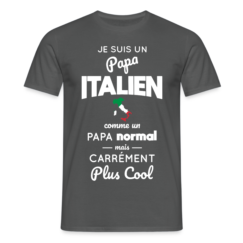 T-shirt Homme - Papa Italien Plus Cool - charbon