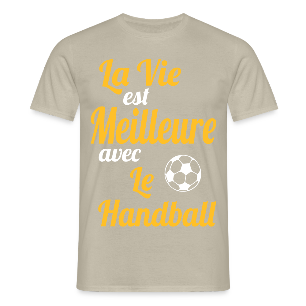 T-shirt Homme - La vie est meilleure avec le handball - beige sable