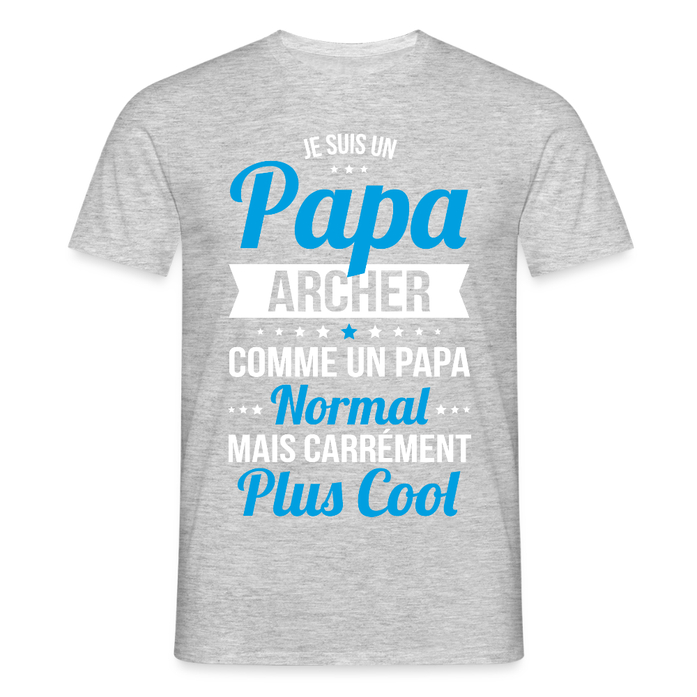 T-shirt Homme - Papa archer plus cool - gris chiné