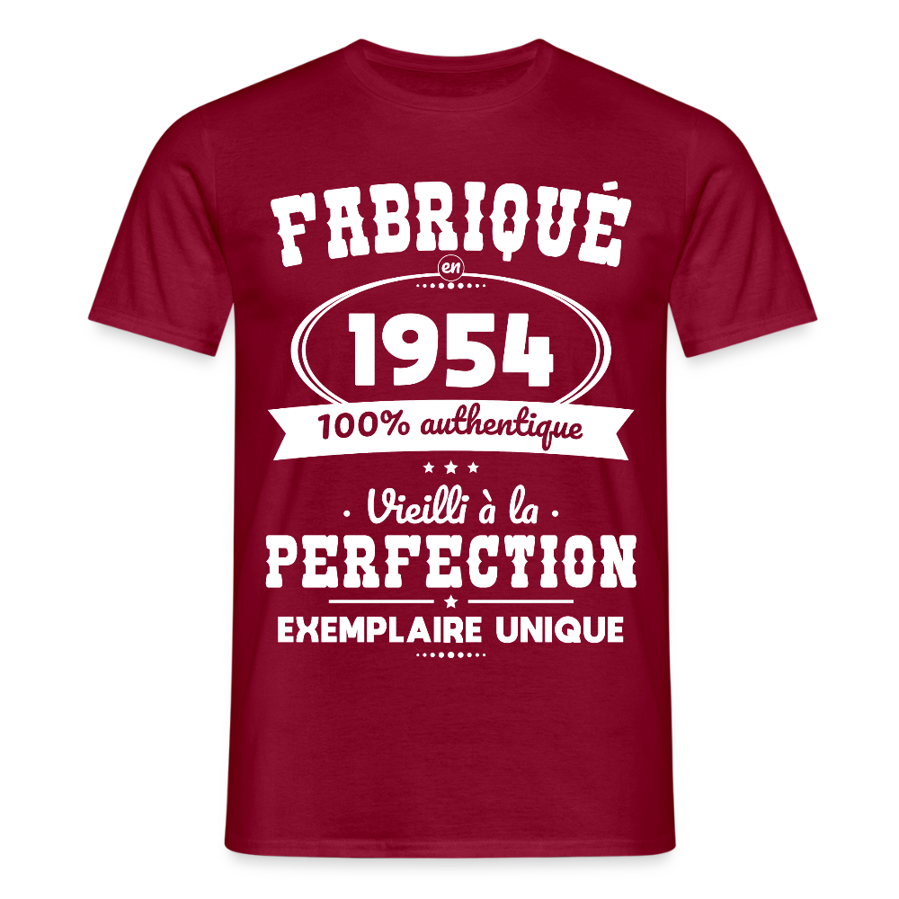 T-shirt Homme - Anniversaire 71 Ans - Fabriqué en 1954 - rouge brique