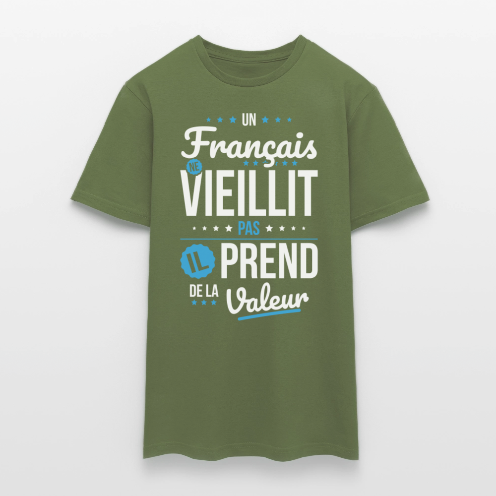 T-shirt Homme - Un Français ne vieillit pas - vert militaire