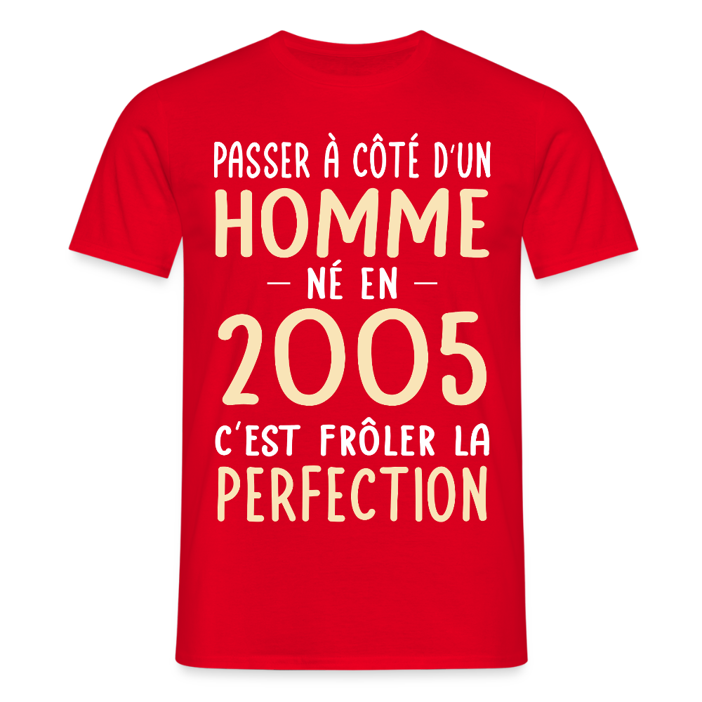 T-shirt Homme - Anniversaire 20 Ans - Né en 2005 - Frôler la perfection - rouge