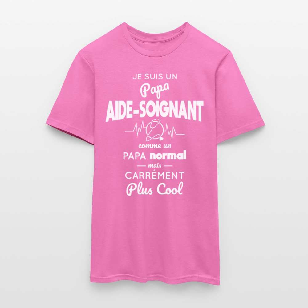 T-shirt Homme - Papa aide-soignant plus cool - rose