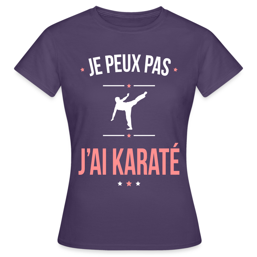 T-shirt Femme - Je peux pas j'ai Karaté - violet foncé