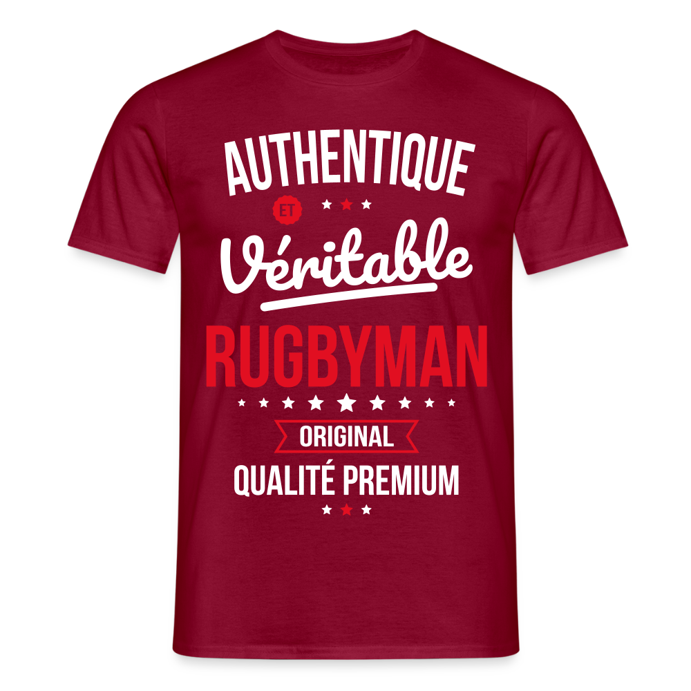 T-shirt Homme - Authentique et véritable Rugbyman - rouge brique