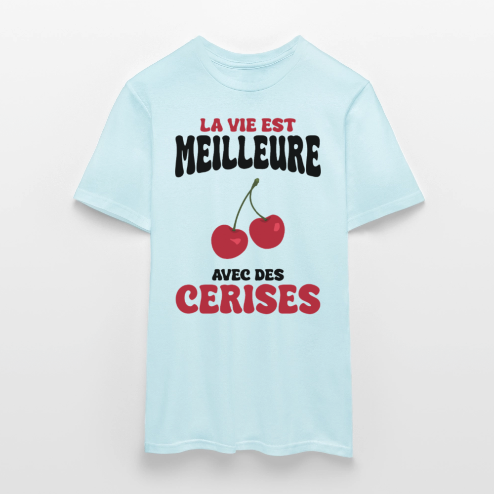 T-shirt Homme - La vie est meilleure avec des cerises - ciel