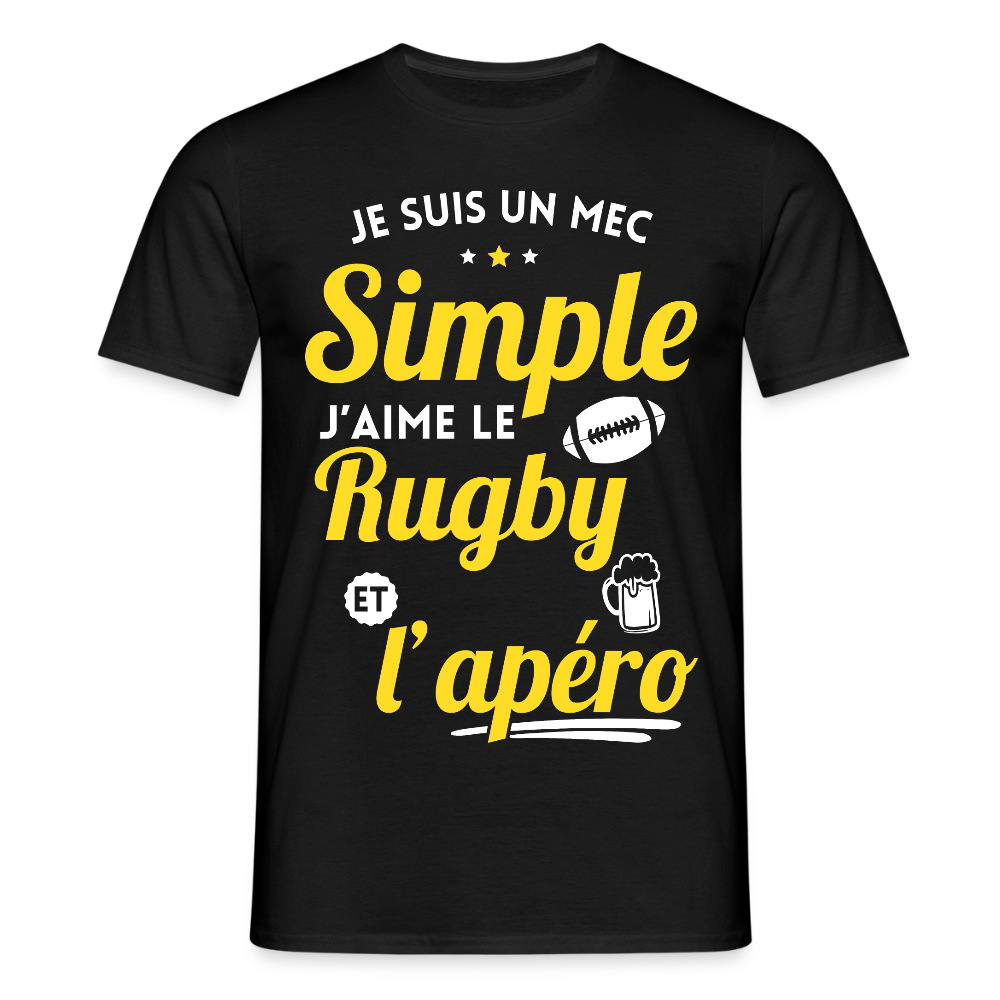 T-shirt Homme - J'aime le rugby et l'apéro - noir