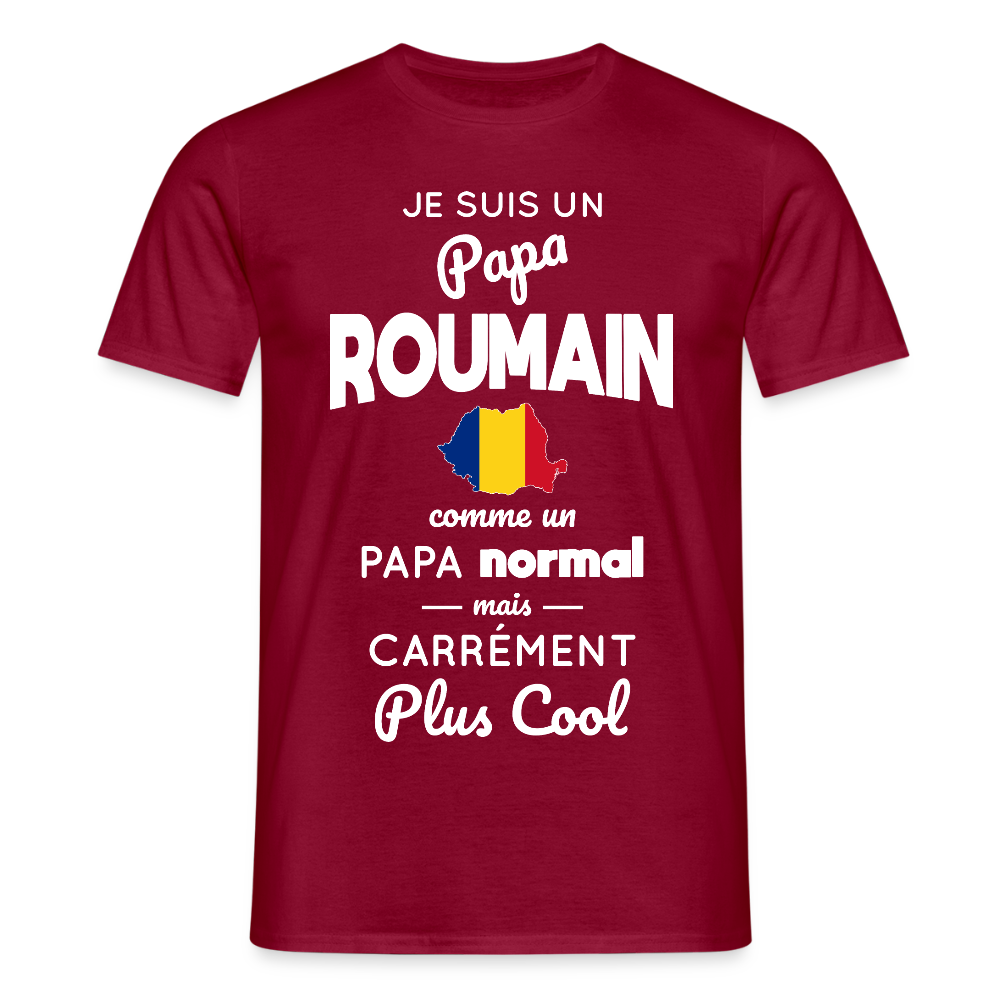 T-shirt Homme - Papa Roumain Plus Cool - rouge brique