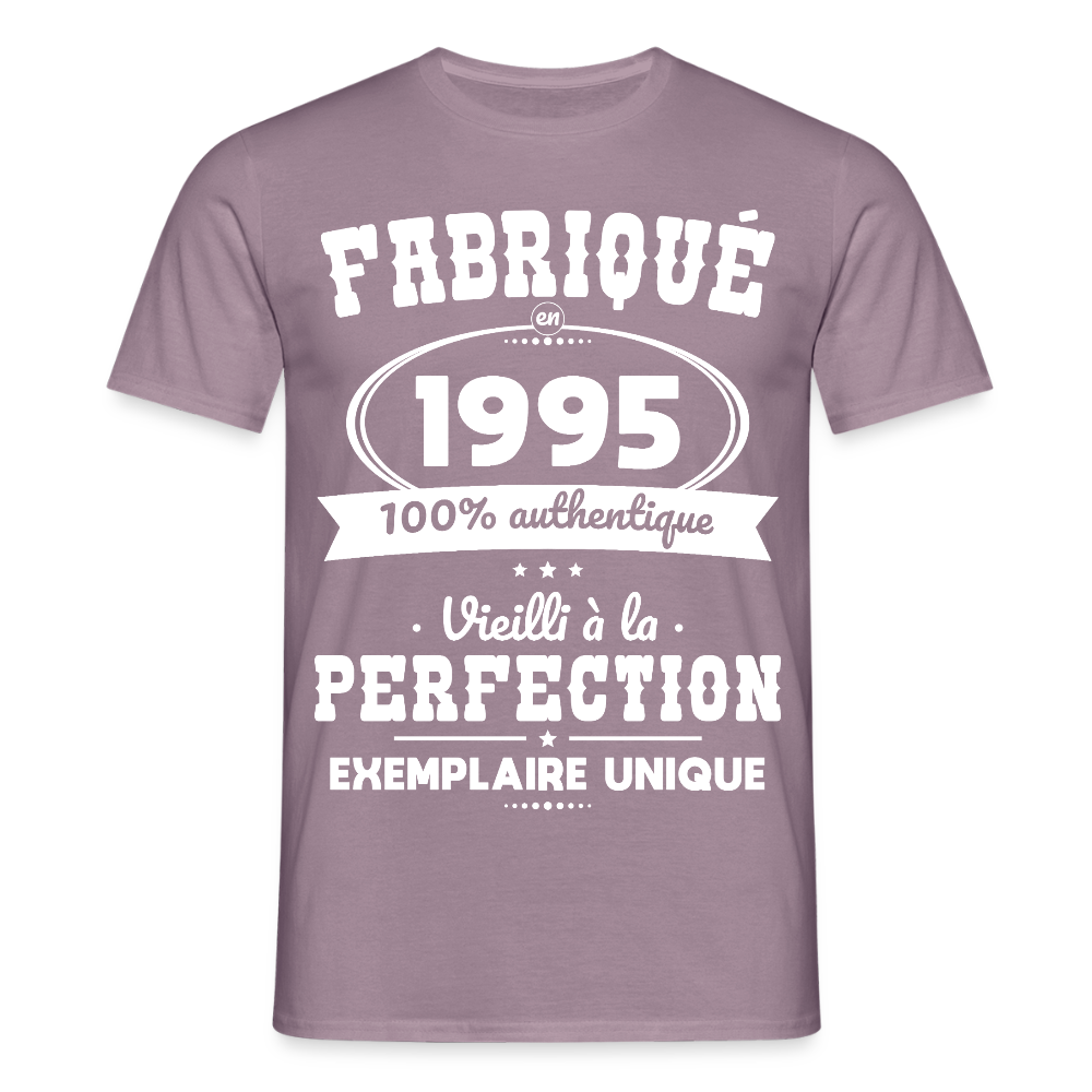 T-shirt Homme - Anniversaire 30 Ans - Fabriqué en 1995 - mauve gris
