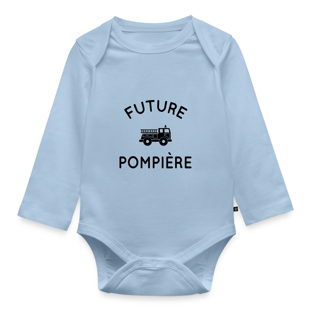 Body Bébé bio manches longues - Future pompière - bleu clair