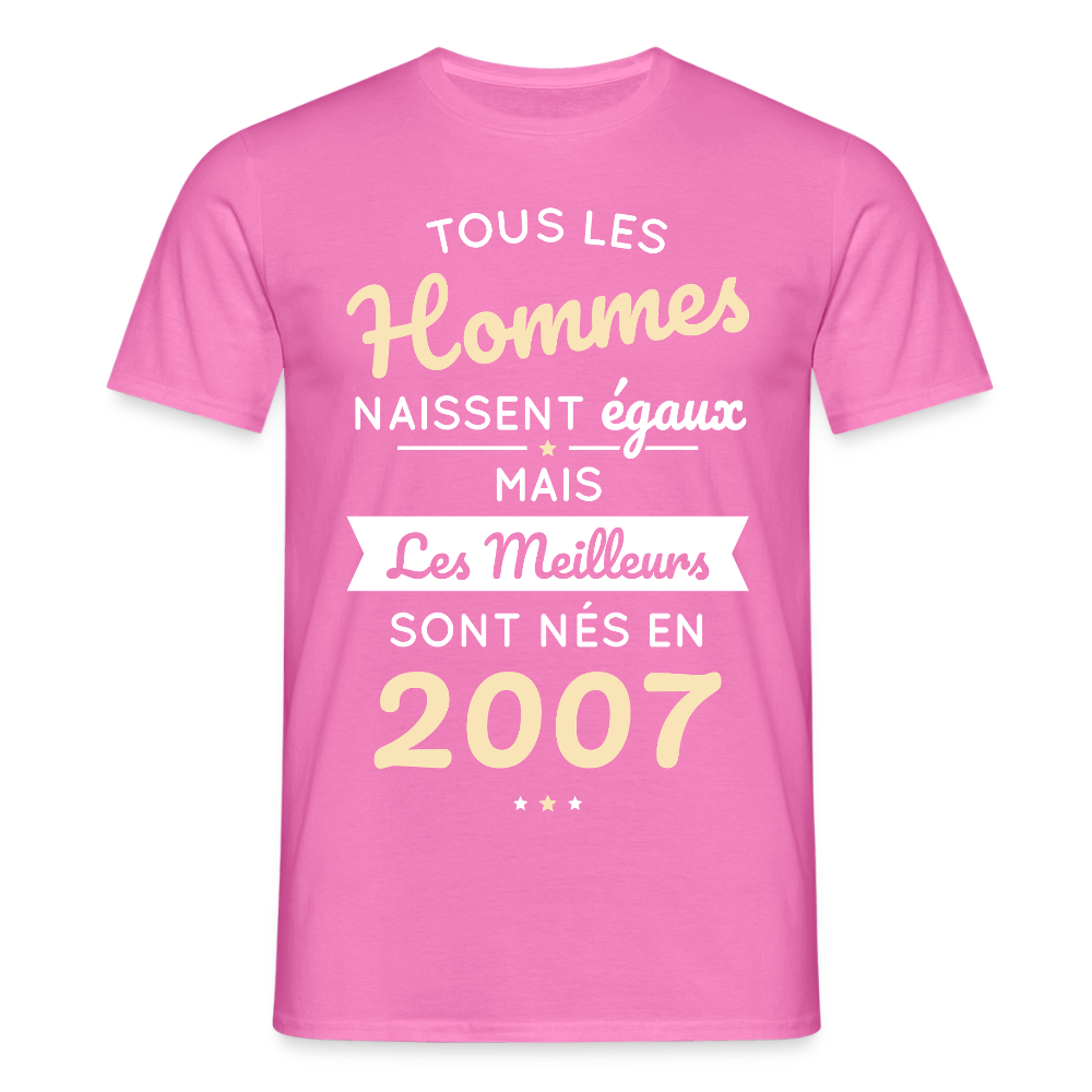 T-shirt Homme - Anniversaire 18 Ans - Les meilleurs sont nés en 2007 - rose