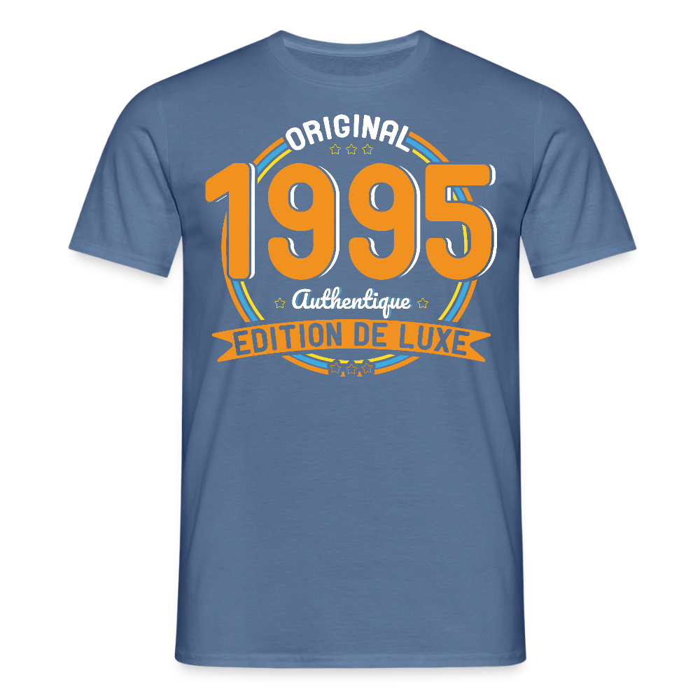 T-shirt Homme - Anniversaire 30 Ans - Original 1995 Authentique - bleu pigeon