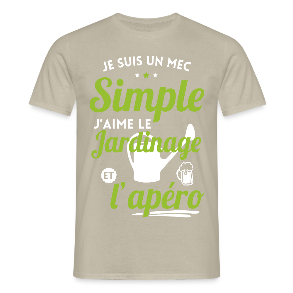 T-shirt Homme - J'aime le jardinage et l'apéro - beige sable