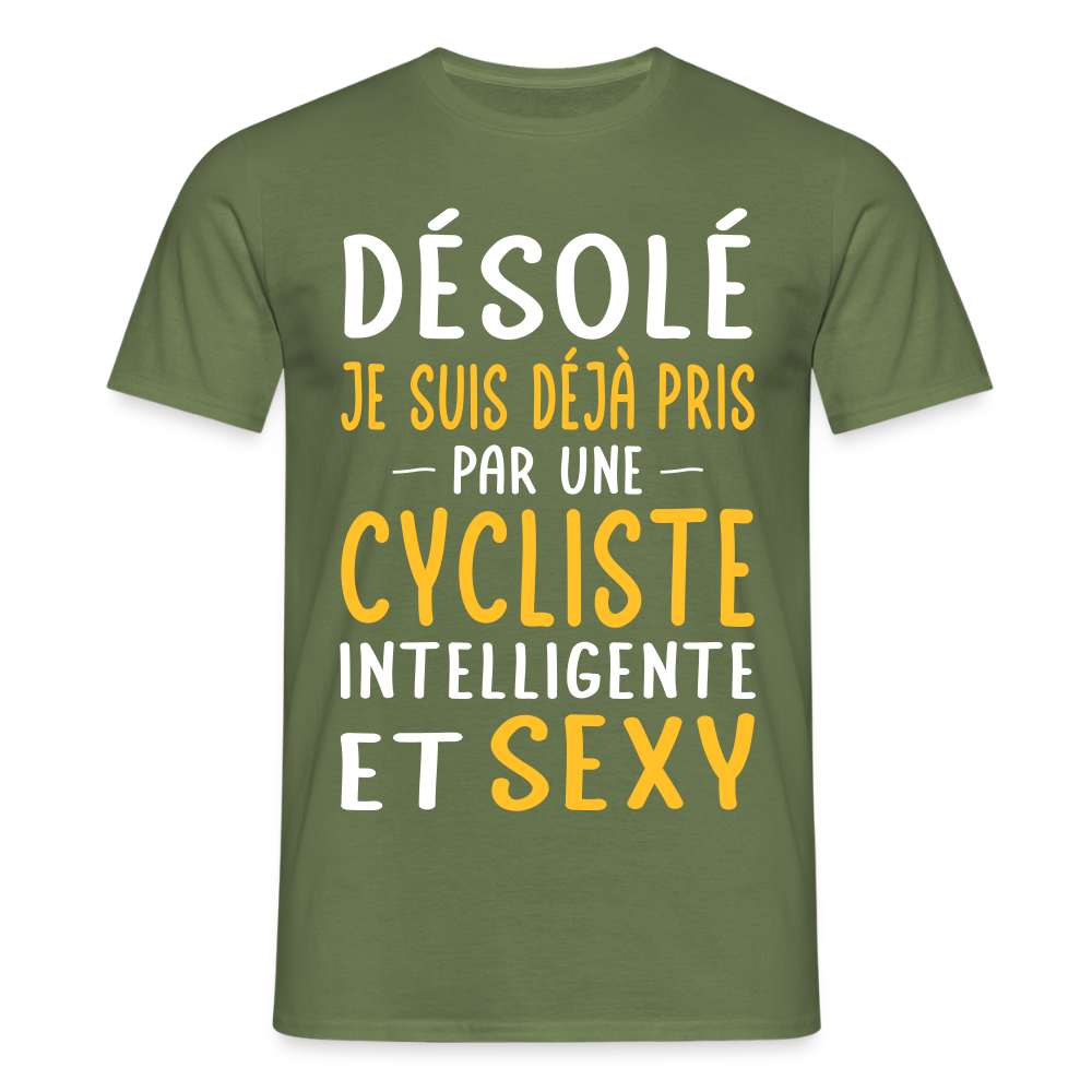 T-shirt Homme - Je suis pris par une cycliste intelligente et sexy - vert militaire
