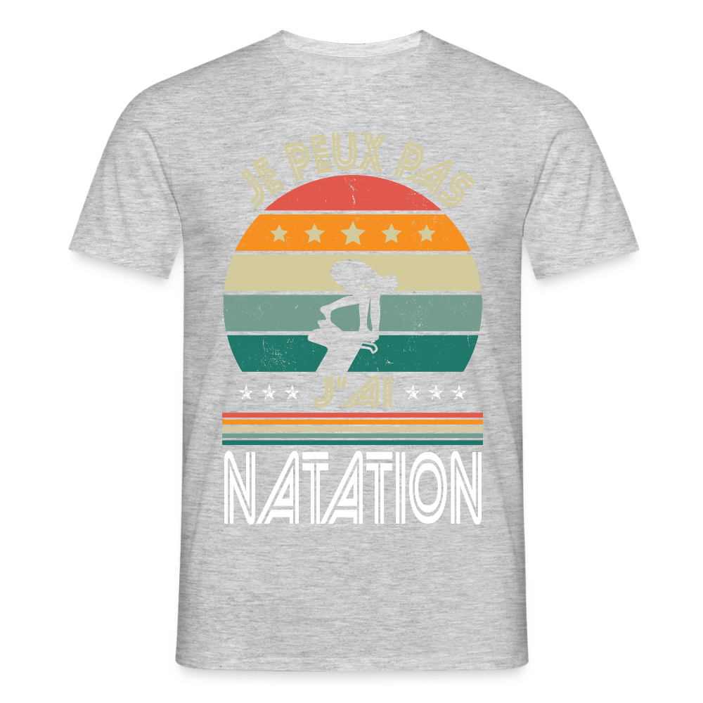 T-shirt Homme - Je peux pas j'ai Natation - gris chiné