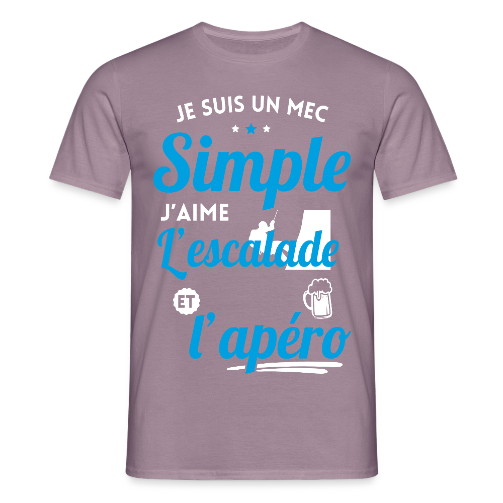 T-shirt Homme - J'aime l'escalade et l'apéro - mauve gris