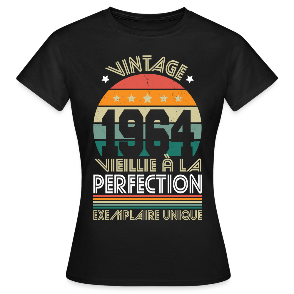 T-shirt Femme - Anniversaire 61 Ans - Vintage 1964 - noir