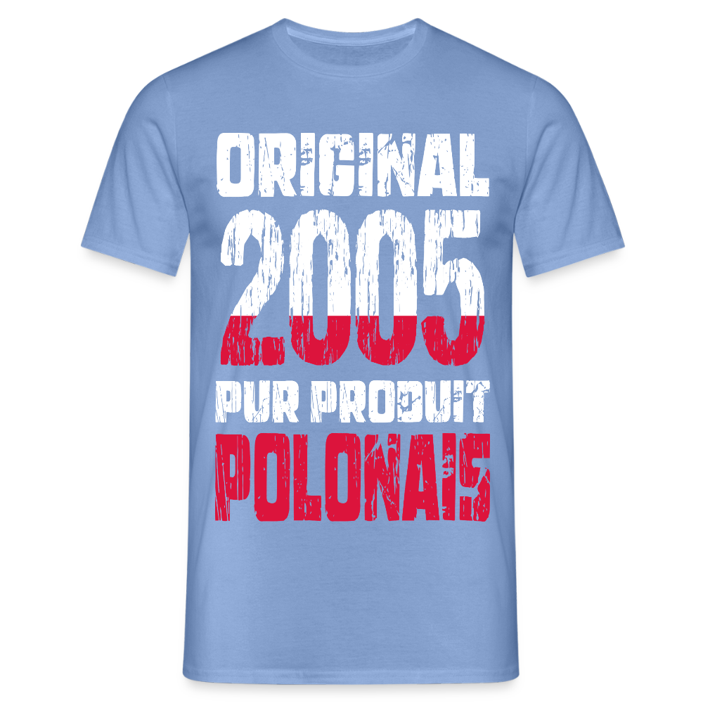 T-shirt Homme - Anniversaire 20 Ans - Original 2005 - Pur produit Polonais - carolina blue