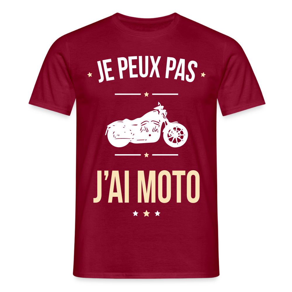 T-shirt Homme - Je peux pas j'ai Moto - rouge brique