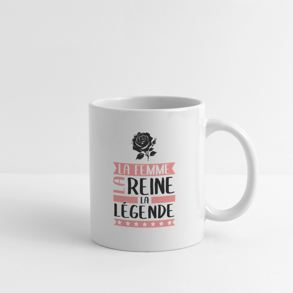 Mug blanc Rose rébus – La femme, la reine, la légende - blanc